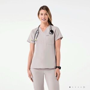 Figs Women's Tan Short Sleeve Scrub Top